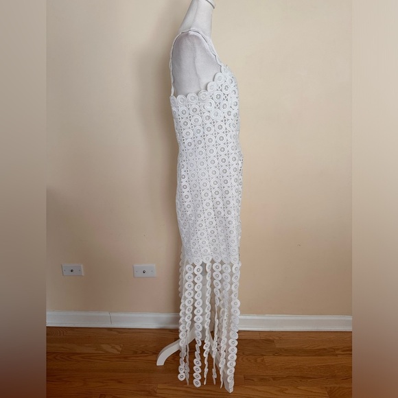 Jonathan Simkhai Jaycee Lace Fringe Midi Dress in White - Picture 6 of 15